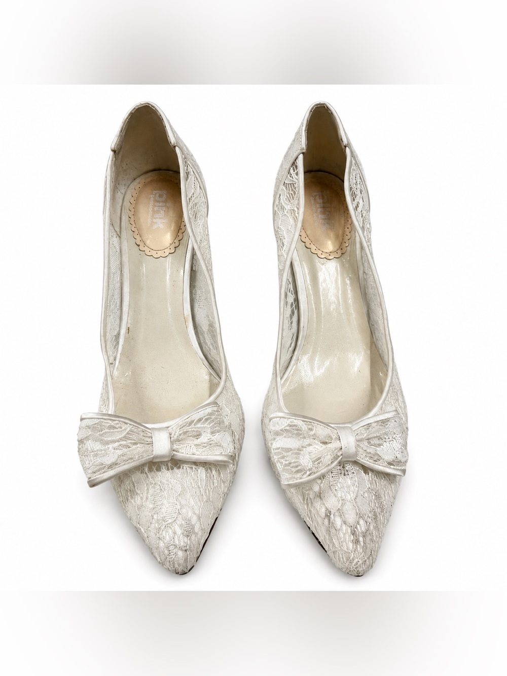 White Lace Bow Accent Pumps